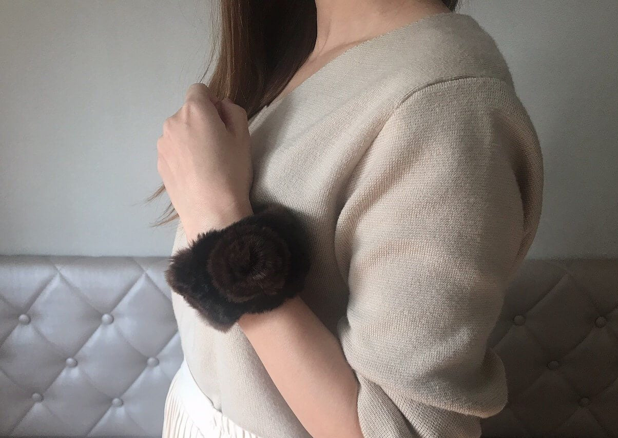 ラビットファーバングル【ブラウン】